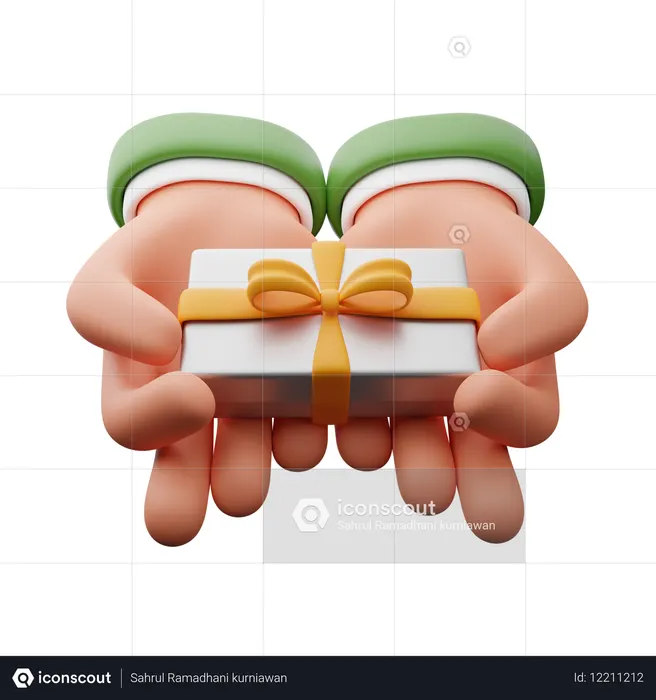 Hands Holding Gift Box  3D Icon