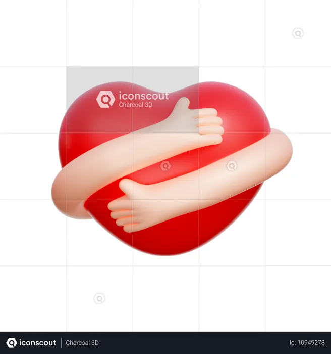 Hands Hugging Heart  3D Icon