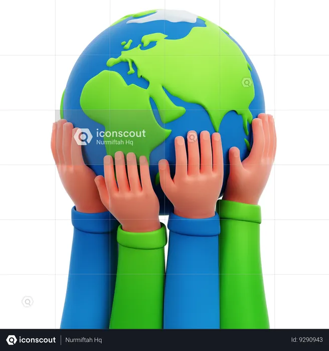 Hands Lifting Earth  3D Icon