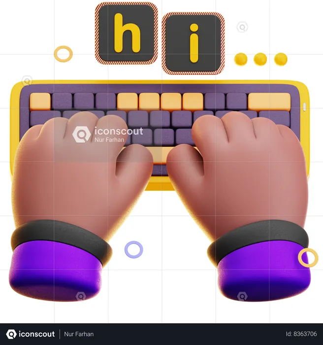 HANDS TYPING ON KEYBOARD  3D Icon