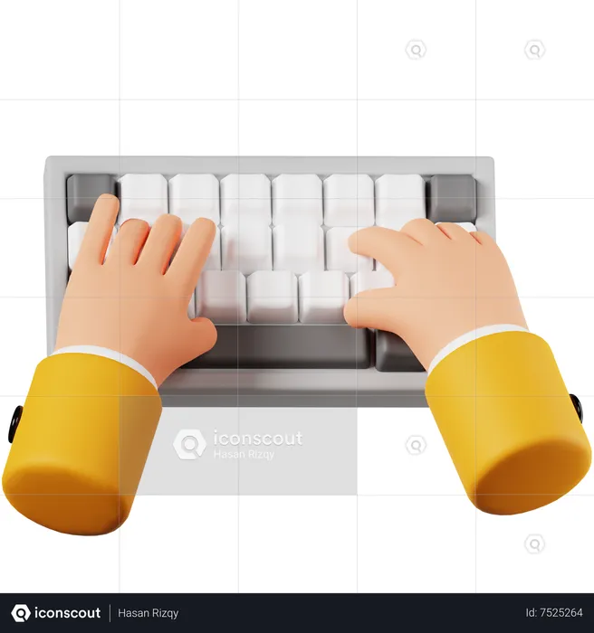 Hands Typing On Keyboard  3D Icon