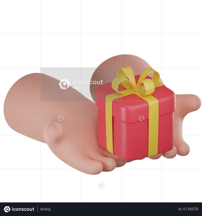 Hands With Giftbox  3D Icon