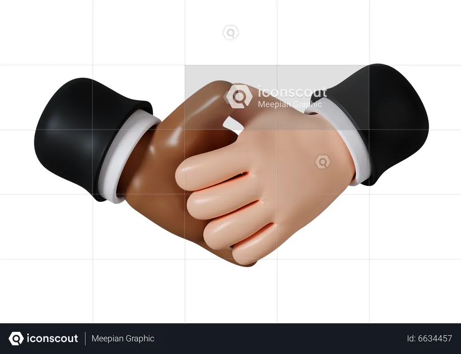 3d hands business handshake emoji on white background. Partnership