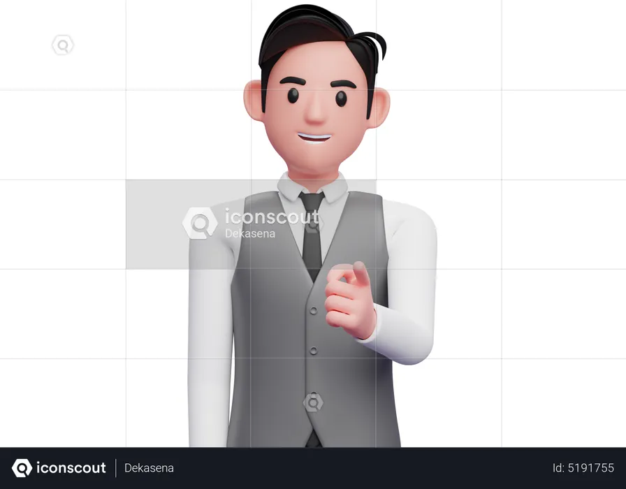 Handsome man Pointing to the camera  3D Illustration