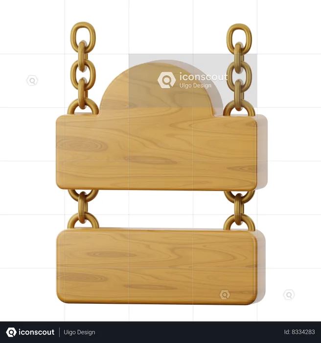 Hanging Wooden Board  3D Icon