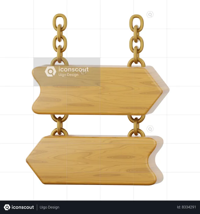 Hanging Wooden Board  3D Icon