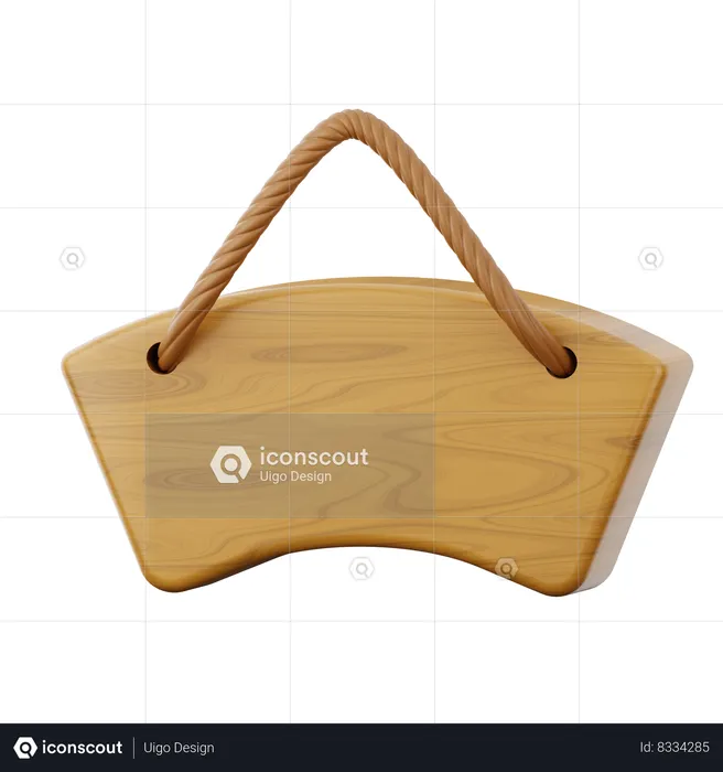 Hanging Wooden Board  3D Icon