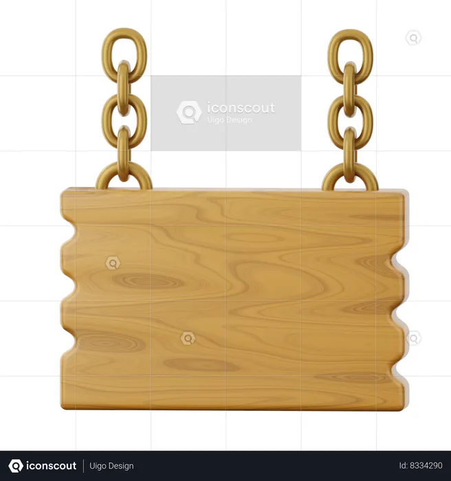 Hanging Wooden Board  3D Icon