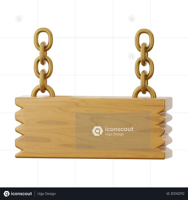 Hanging Wooden Board  3D Icon