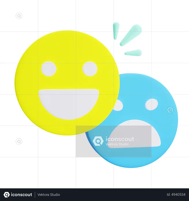 Happy and Sad Emotion  3D Icon