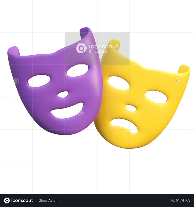 Happy And Sad Mask 3D Icon download in PNG, OBJ or Blend format
