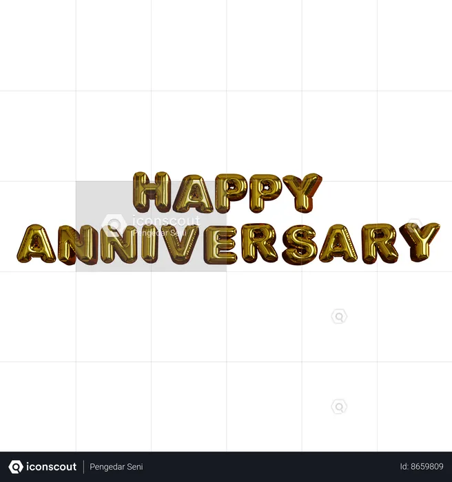 Happy Anniversary Balloons  3D Icon