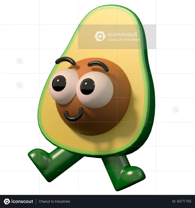 Happy Avocado  3D Illustration