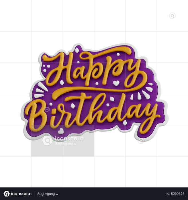 Happy Birthday  3D Sticker