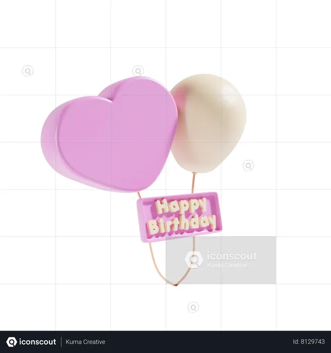 Happy Birthday Balloons  3D Icon