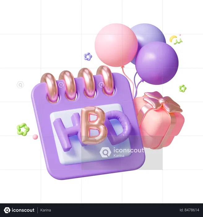 Happy Birthday Calendar  3D Icon