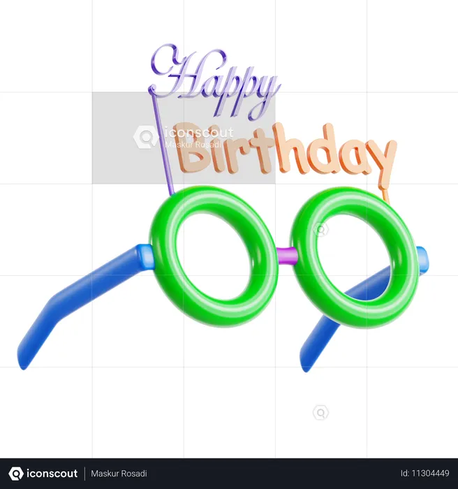 Happy Birthday Glasses  3D Icon