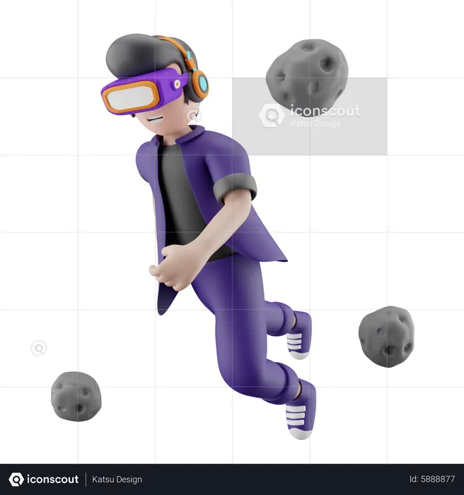 Happy boy in metaverse world  3D Illustration