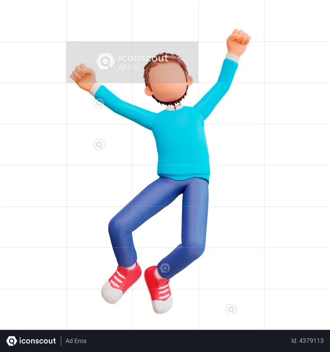 Happy boy jumping in air  3D Illustration