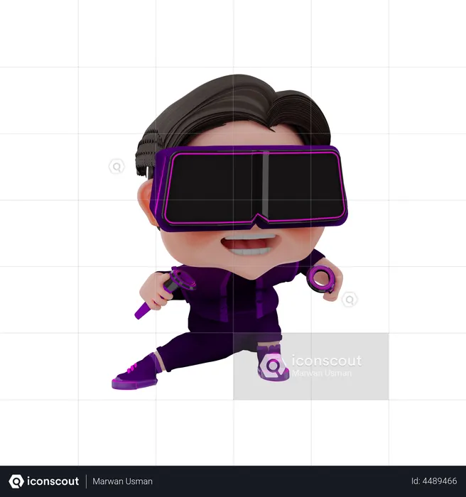 Happy boy using Metaverse tech  3D Illustration