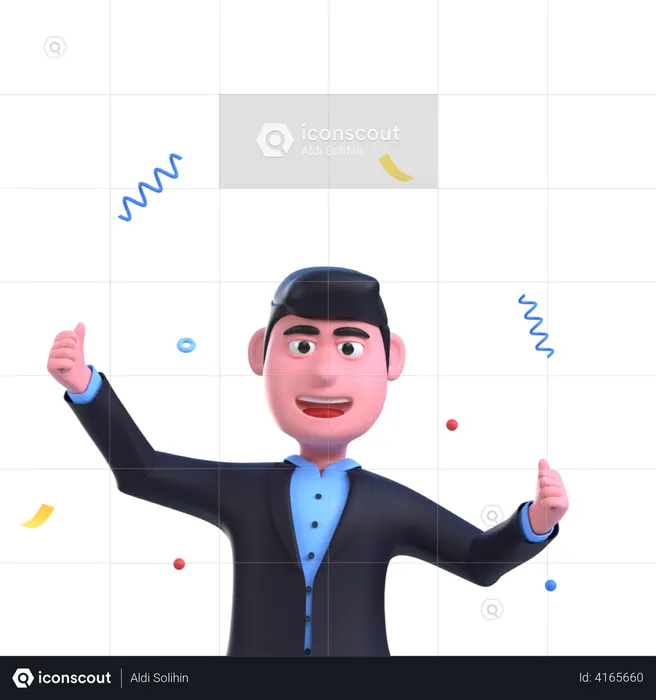 Happy Businessman  3D Illustration