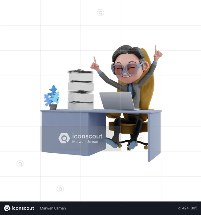 Happy Businessman  3D Illustration