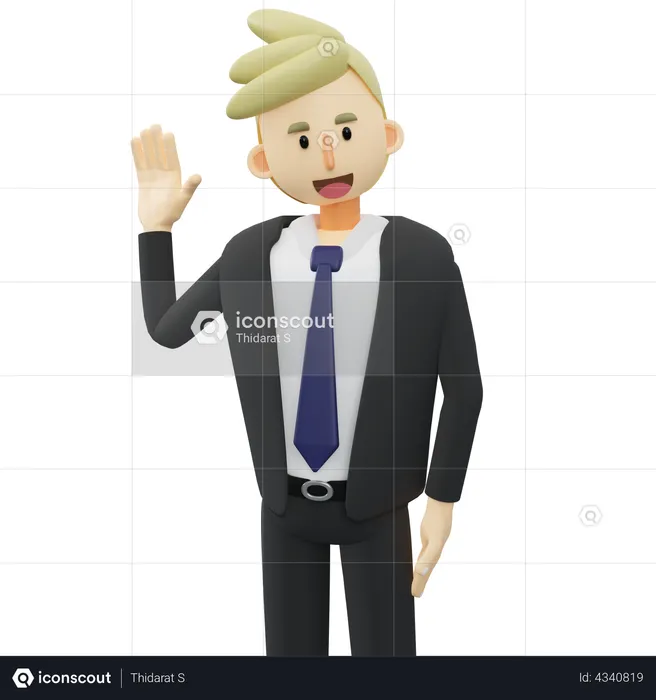 Happy businessman is smiling and weaving  3D Illustration