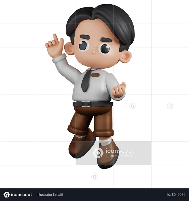 Happy Businessman Jumping Pose  3D Illustration