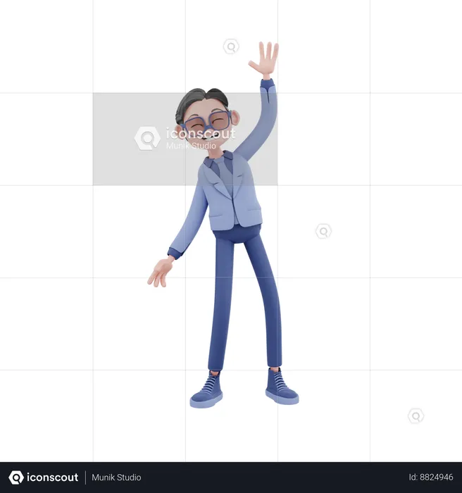 Happy Businessman Saying Hello  3D Illustration
