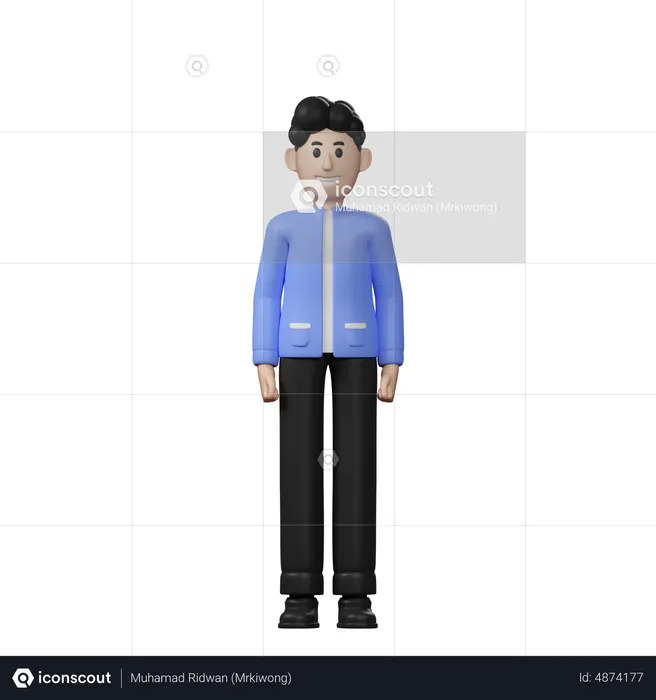 Happy businessman standing  3D Illustration