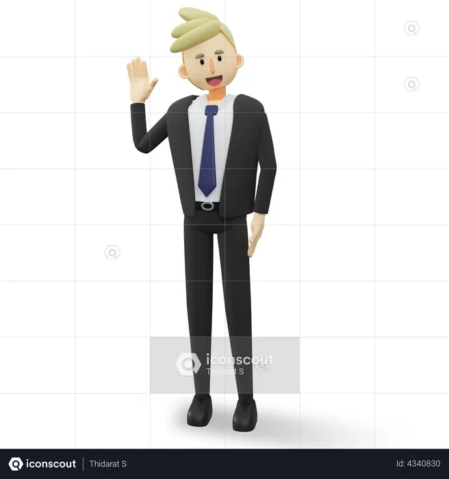 Happy businessman waving hand  3D Illustration