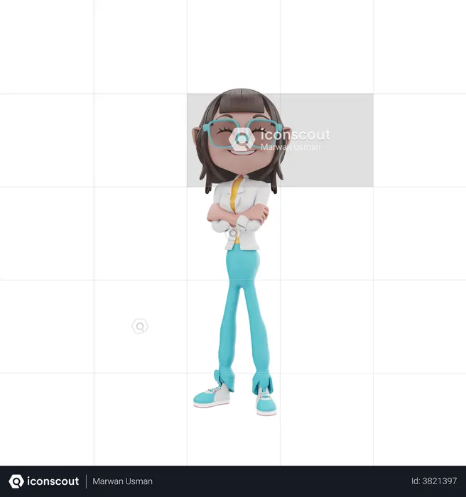 Happy Businesswoman  3D Illustration