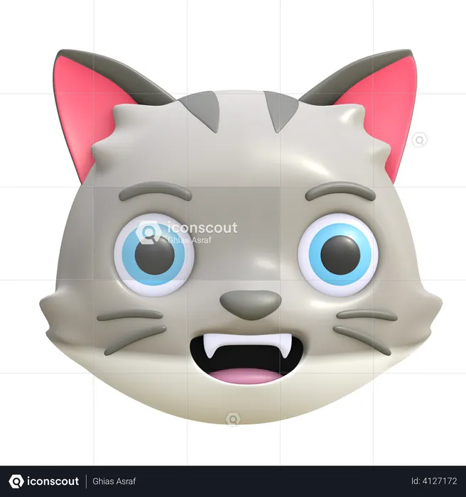 Happy cat Emoji 3D Illustration