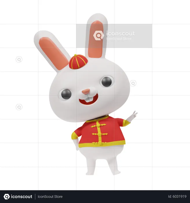 Happy Chinese Rabbit  3D Icon
