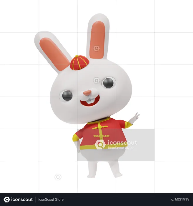 Happy Chinese Rabbit  3D Icon