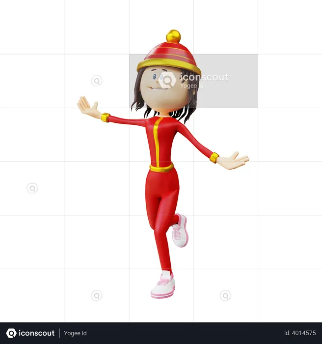 Happy Chinese woman  3D Illustration
