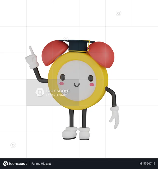 Happy Clock Character  3D Icon