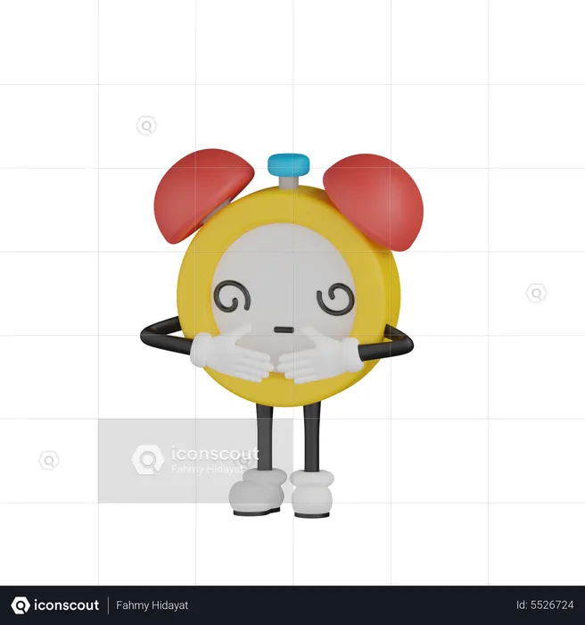 Happy Clock Character  3D Icon