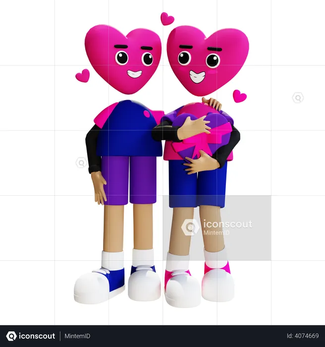 Happy couple on valentines  3D Illustration