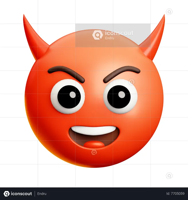 Happy Devil Face Emoji 3D Icon