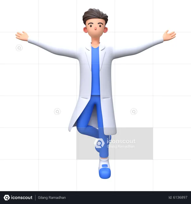Happy Doctor dancing  3D Illustration