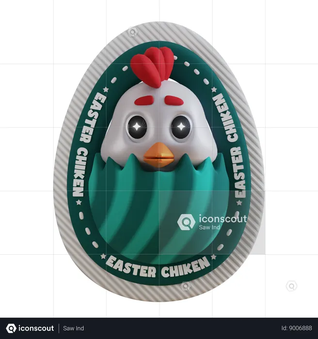 Chicken Easter Egg  3D Sticker