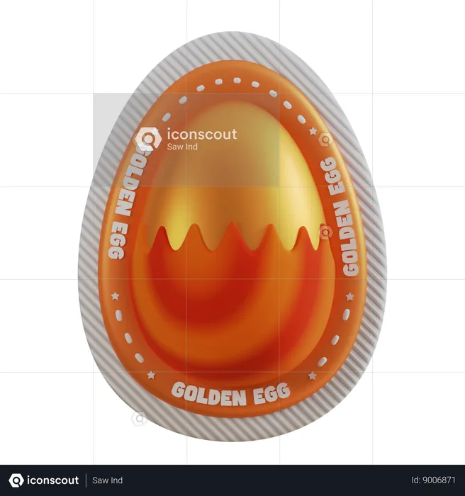Happy Easter golden egg  3D Icon