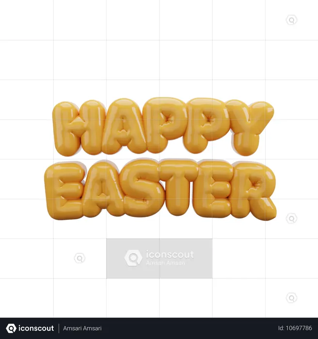 Happy Easter Day Bubble Balloon Letters  3D Icon