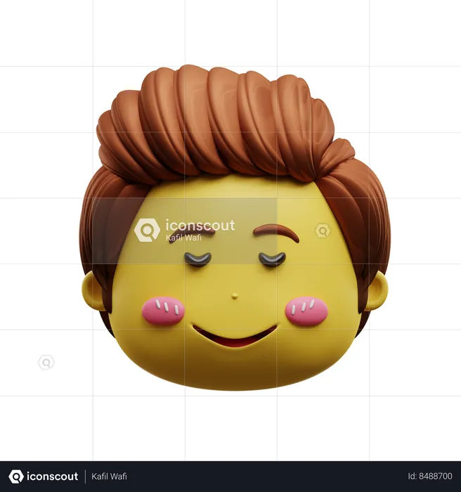 Happy Face Emoji Eyes Sleep Emoji 3D Icon