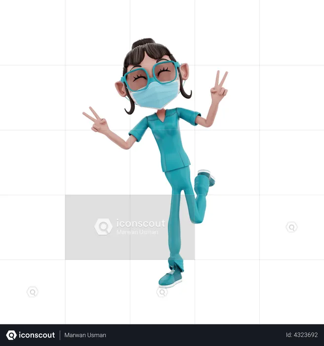 Happy Female Nurse  3D Illustration