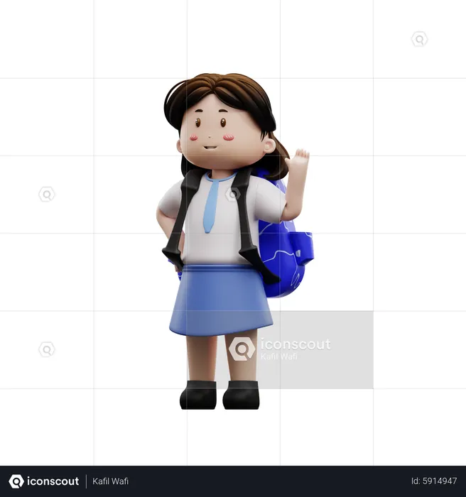 Happy female student say hi  3D Illustration