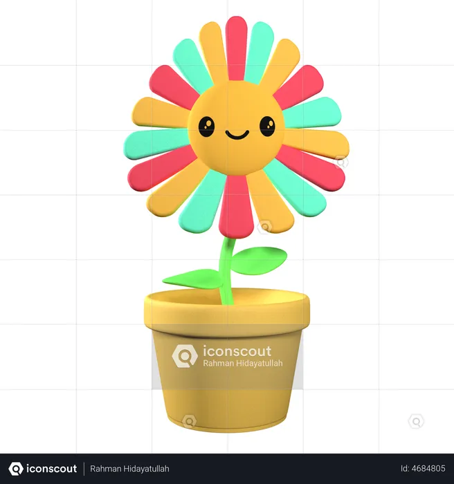 Happy Flower  3D Illustration