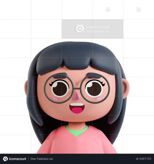 Happy Girl  3D Icon