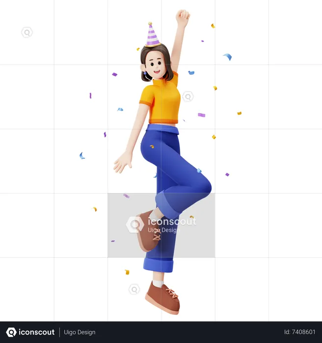 Happy girl  3D Illustration